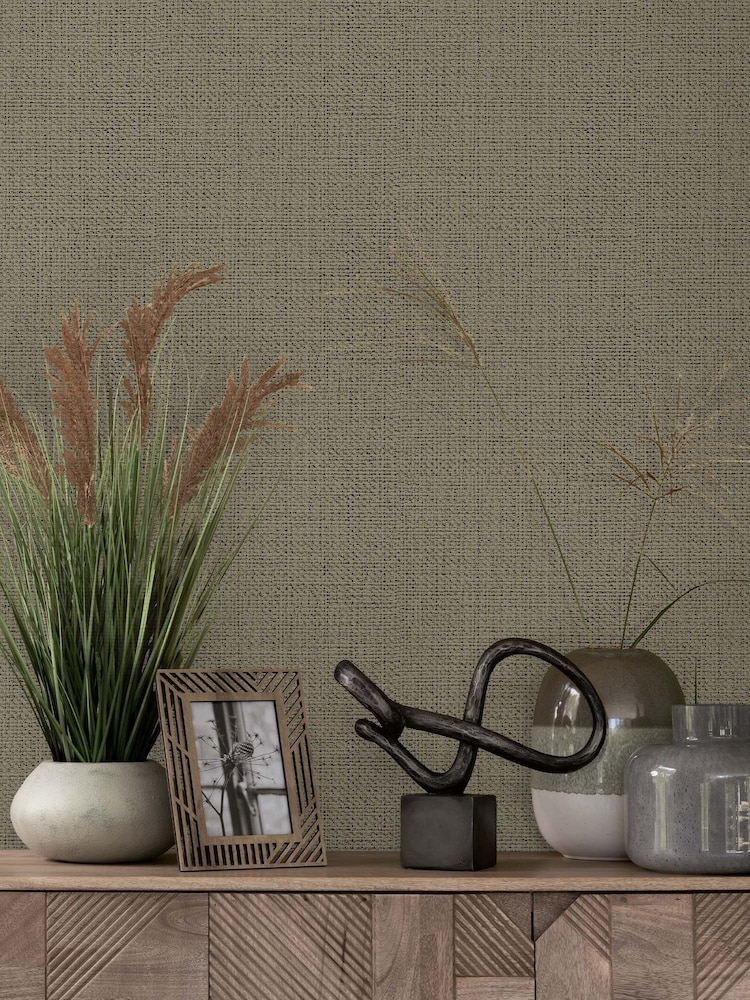 Natural Linen Weave 10M Wallpaper - Image 1 of 4 Natural Linen Weave 10M Wallpaper - Image 1 of 4