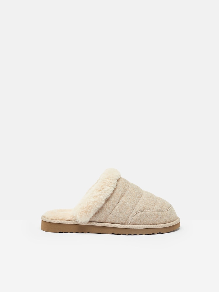 Joules Lazydays Oatmeal Fleece Lined Slippers - Image 1 of 6