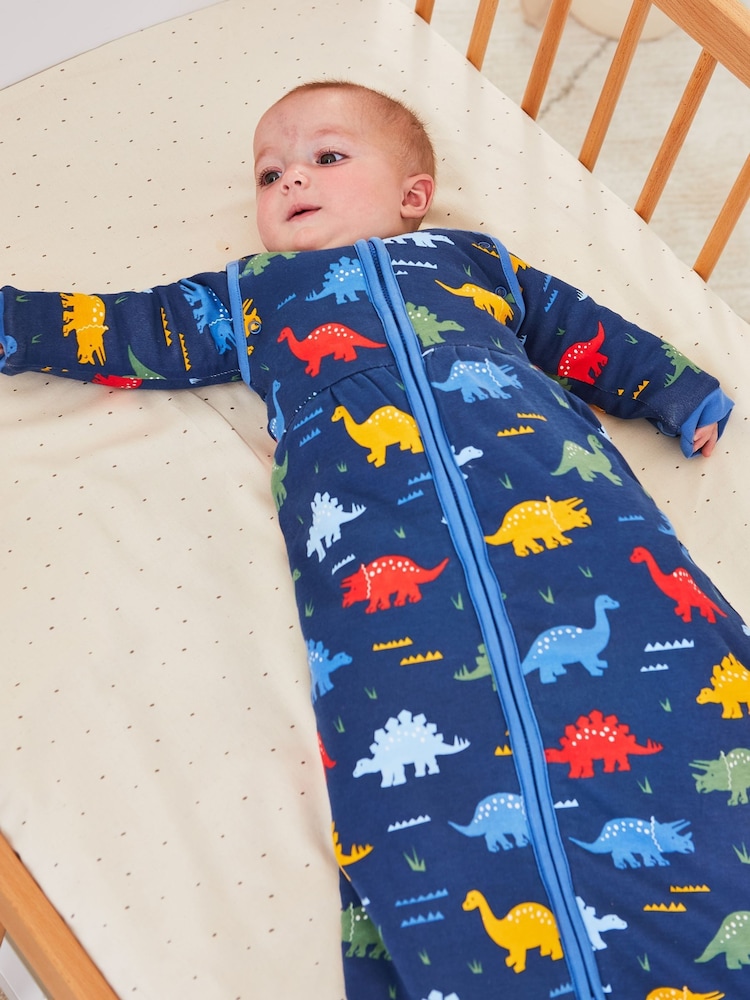 JoJo Maman Bébé Navy Dino 3.5 Tog Baby Sleeping Bag - Image 1 of 5