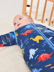 JoJo Maman Bébé Navy Dino 3.5 Tog Baby Sleeping Bag - Image 2 of 5
