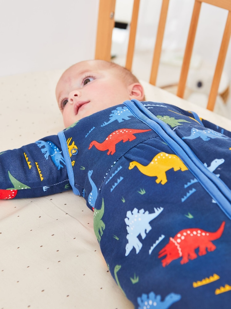 JoJo Maman Bébé Navy Dino 3.5 Tog Baby Sleeping Bag - Image 2 of 5
