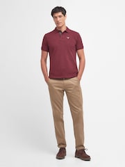 Barbour® Burgundy Red 100% Cotton Classic Polo Shirt - Image 5 of 9