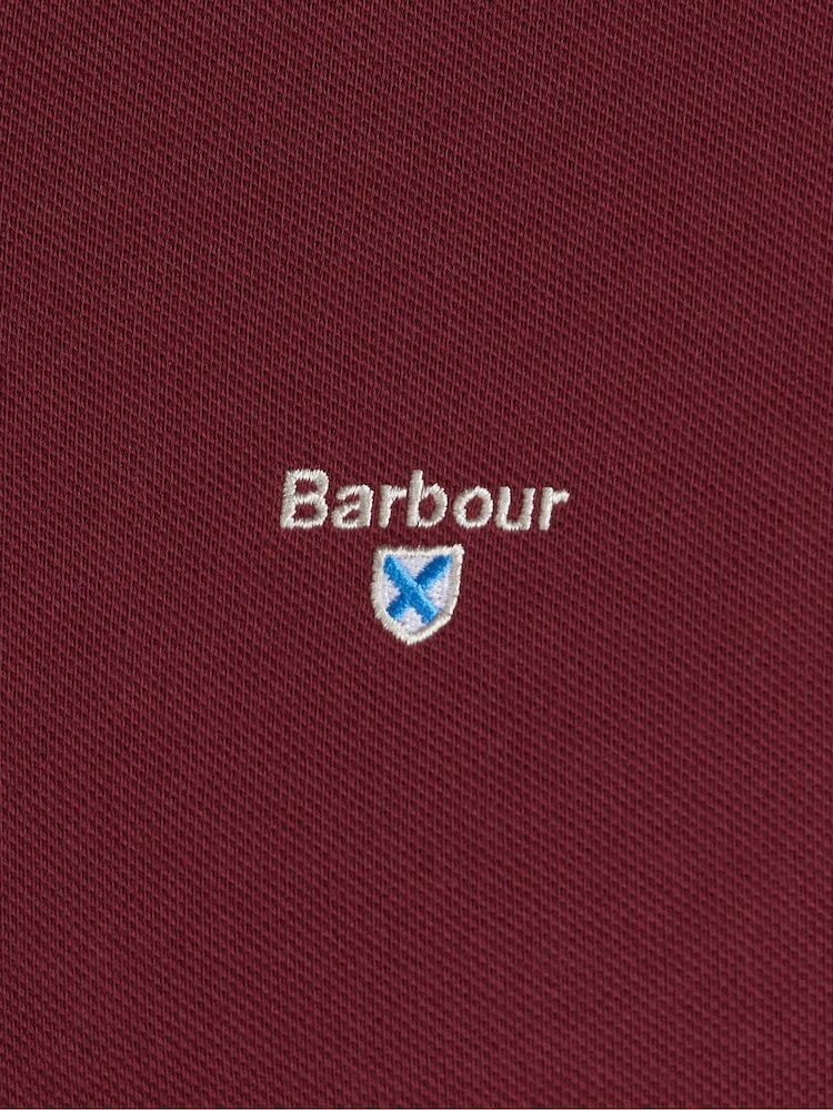 Barbour® Burgundy Red 100% Cotton Classic Polo Shirt - Image 9 of 9