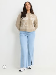 Yours Curve Brown Limited Swan Knitted Cardigan - Image 2 of 6