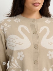 Yours Curve Brown Limited Swan Knitted Cardigan - Image 4 of 6