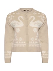Yours Curve Brown Limited Swan Knitted Cardigan - Image 5 of 6