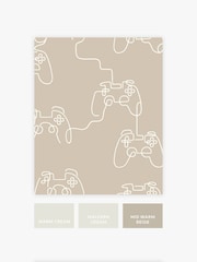 Cream Gamer Doodle 10M Wallpaper - Image 3 of 4