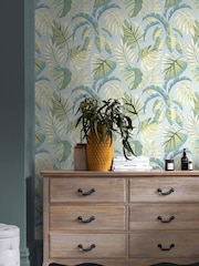 Blue Jungle Leaves 10M Wallpaper - Image 1 of 4