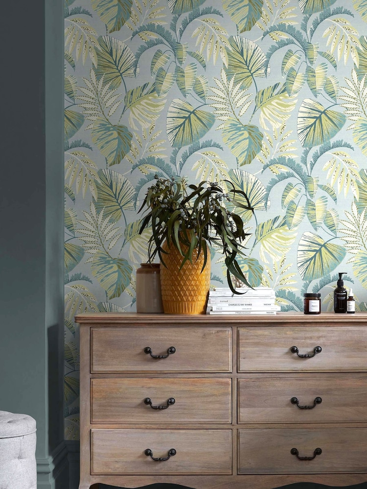 Blue Jungle Leaves 10M Wallpaper - Image 1 of 4