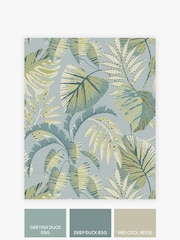Blue Jungle Leaves 10M Wallpaper - Image 3 of 4