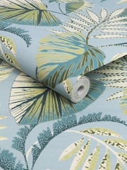Blue Jungle Leaves 10M Wallpaper - Image 4 of 4