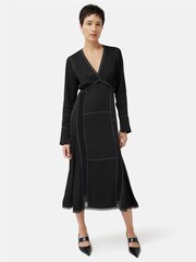 Jigsaw Contrast Stitch Viscose Dress - Image 1 of 5