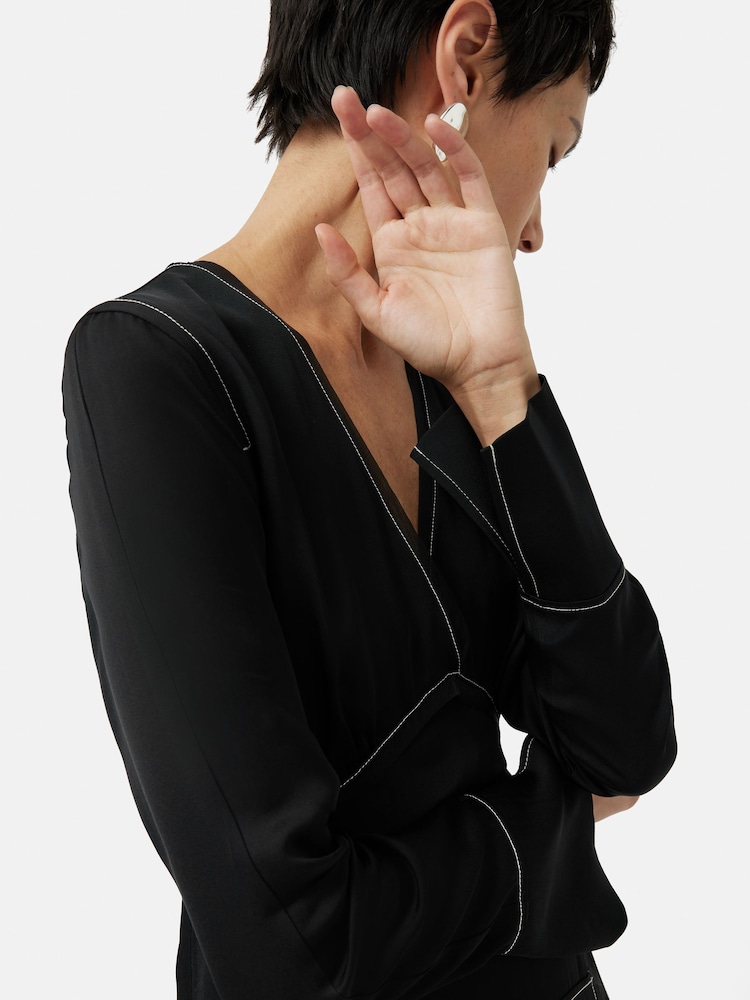 Jigsaw Contrast Stitch Viscose Dress - Image 2 of 5