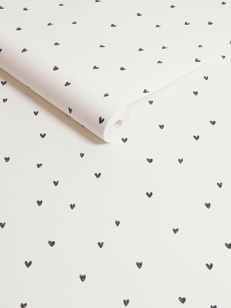 Black Ditsy Heart 10M Wallpaper - Image 4 of 4 Black Ditsy Heart 10M Wallpaper - Image 4 of 4