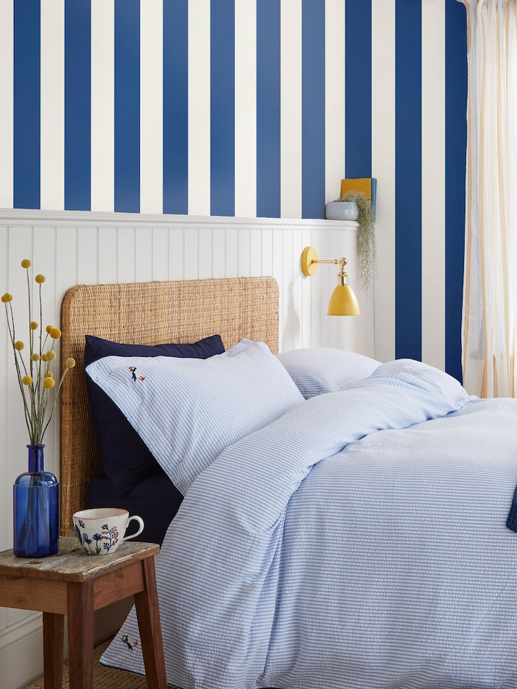 Joules Coast Blue Harborough Stripe 10M Wallpaper - Image 1 of 4