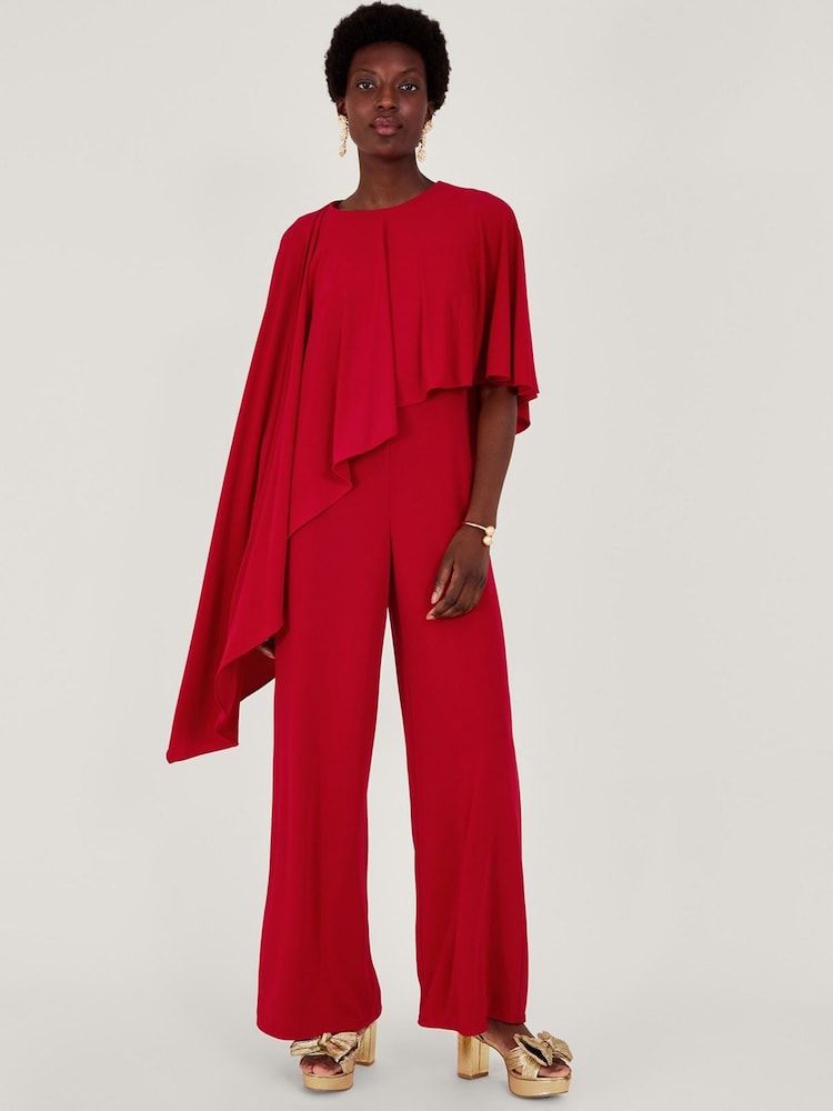 Monsoon Red Delia Drape Jumpsuit - Image 1 of 5 Monsoon Red Delia Drape Jumpsuit - Image 1 of 5