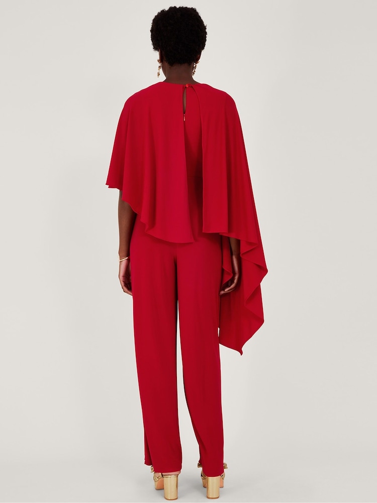 Monsoon Red Delia Drape Jumpsuit - Image 2 of 5 Monsoon Red Delia Drape Jumpsuit - Image 2 of 5