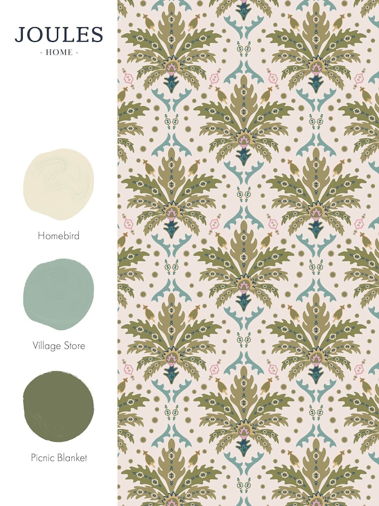 Joules Green Palm Geo Print Wallpaper 10M - Image 4 of 4 Joules Green Palm Geo Print Wallpaper 10M - Image 4 of 4