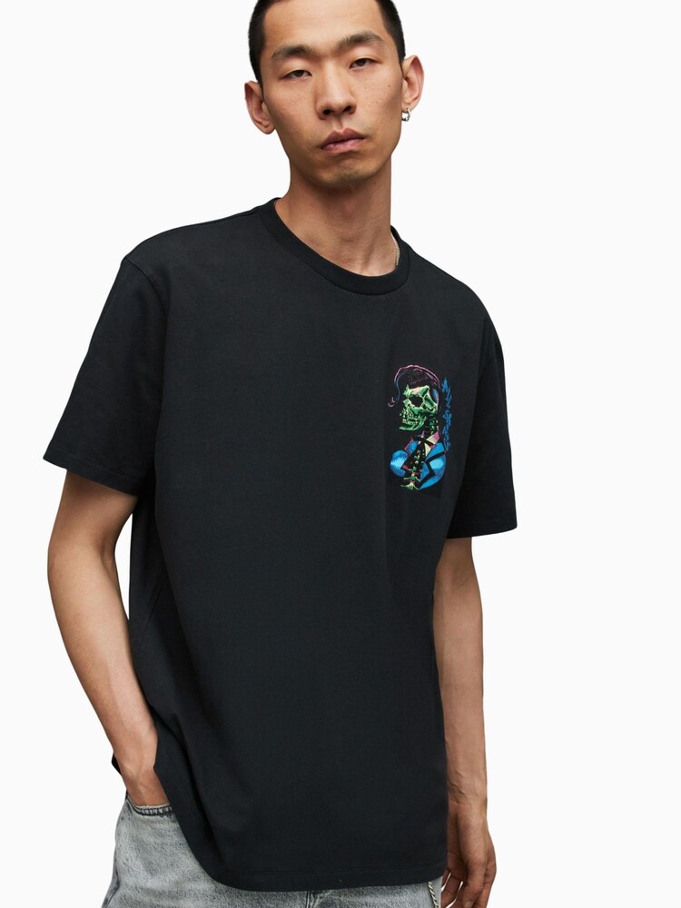 AllSaints Black Skeddy Crew T-Shirt - Image 1 of 6