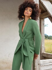 Ro&Zo Green Tie Front Blazer - Image 1 of 2