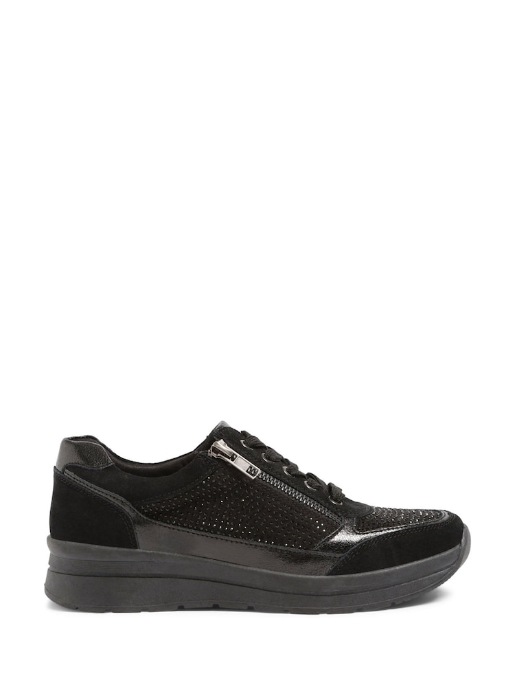 Pavers Wide Fit Black Trainers - Image 1 of 5