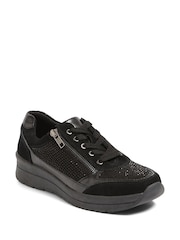 Pavers Wide Fit Black Trainers - Image 2 of 5