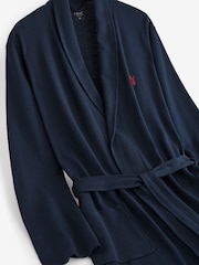 Navy Blue Lightweight Waffle Dressing Gown - Image 3 of 4