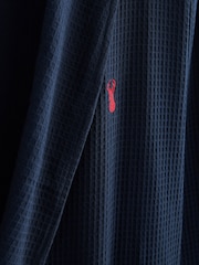 Navy Blue Lightweight Waffle Dressing Gown - Image 4 of 4