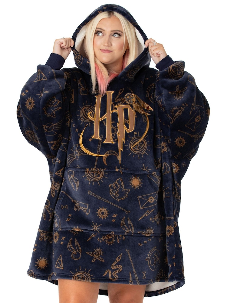 Vanilla Underground Dark Blue Harry Potter Ladies Blanket Hoodie - Image 1 of 5