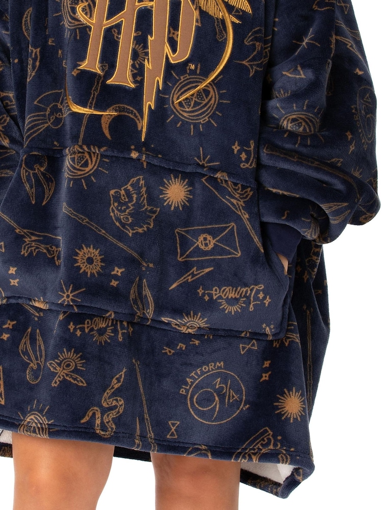 Vanilla Underground Dark Blue Harry Potter Ladies Blanket Hoodie - Image 3 of 5
