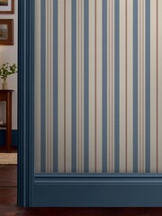 Joules Blue Grove Stripe Wallpaper 10M - Image 1 of 4