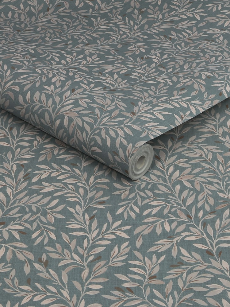 Blue Ditsy Leaf 10M Wallpaper - Image 4 of 4 Blue Ditsy Leaf 10M Wallpaper - Image 4 of 4