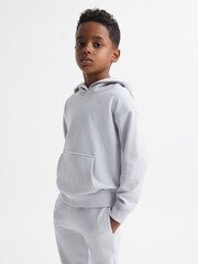 Reiss Ice Blue Alexander Senior Oversized Cotton Jersey Hoodie - Image 3 of 6