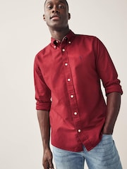 Red Slim Fit Long Sleeve Oxford Shirt - Image 1 of 8