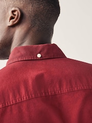 Red Slim Fit Long Sleeve Oxford Shirt - Image 4 of 8