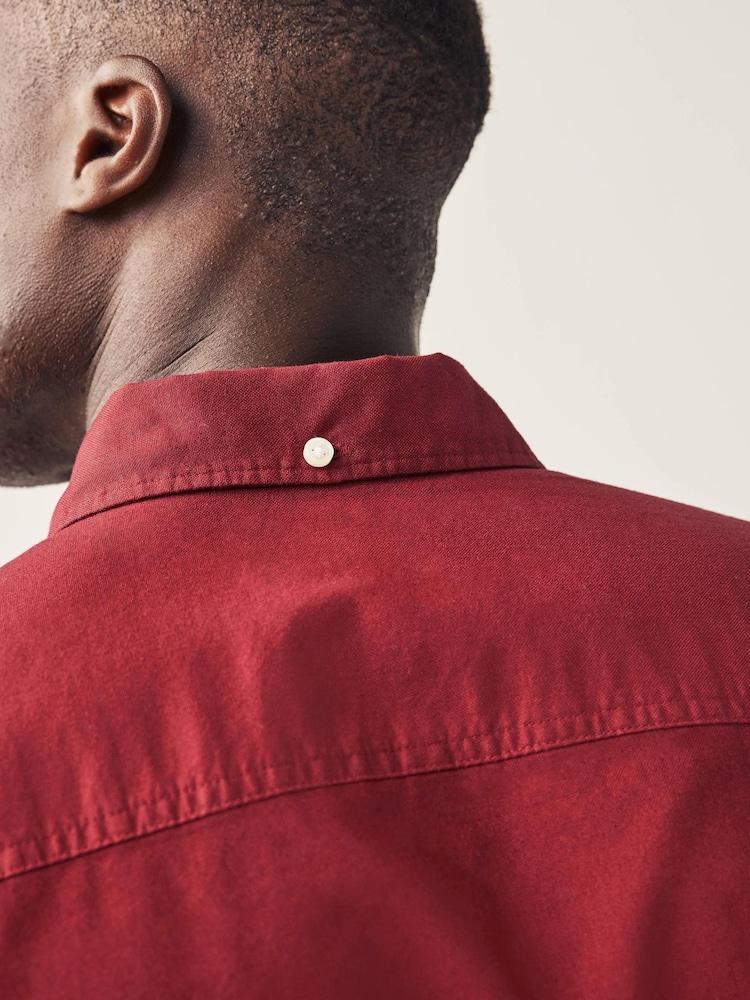 Red Slim Fit Long Sleeve Oxford Shirt - Image 4 of 8
