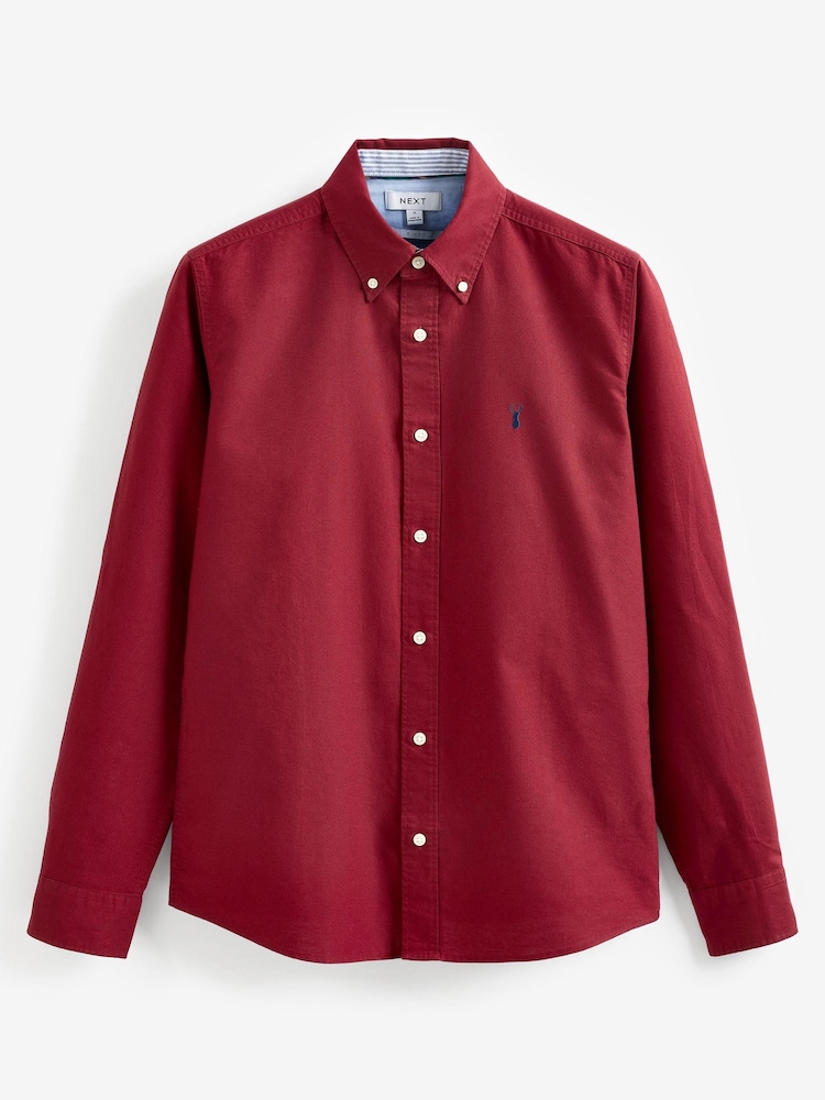 Red Slim Fit Long Sleeve Oxford Shirt - Image 6 of 8