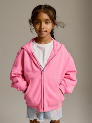 Neon Pink Zip Through Hoodie (3-16yrs) - Image 1 of 7