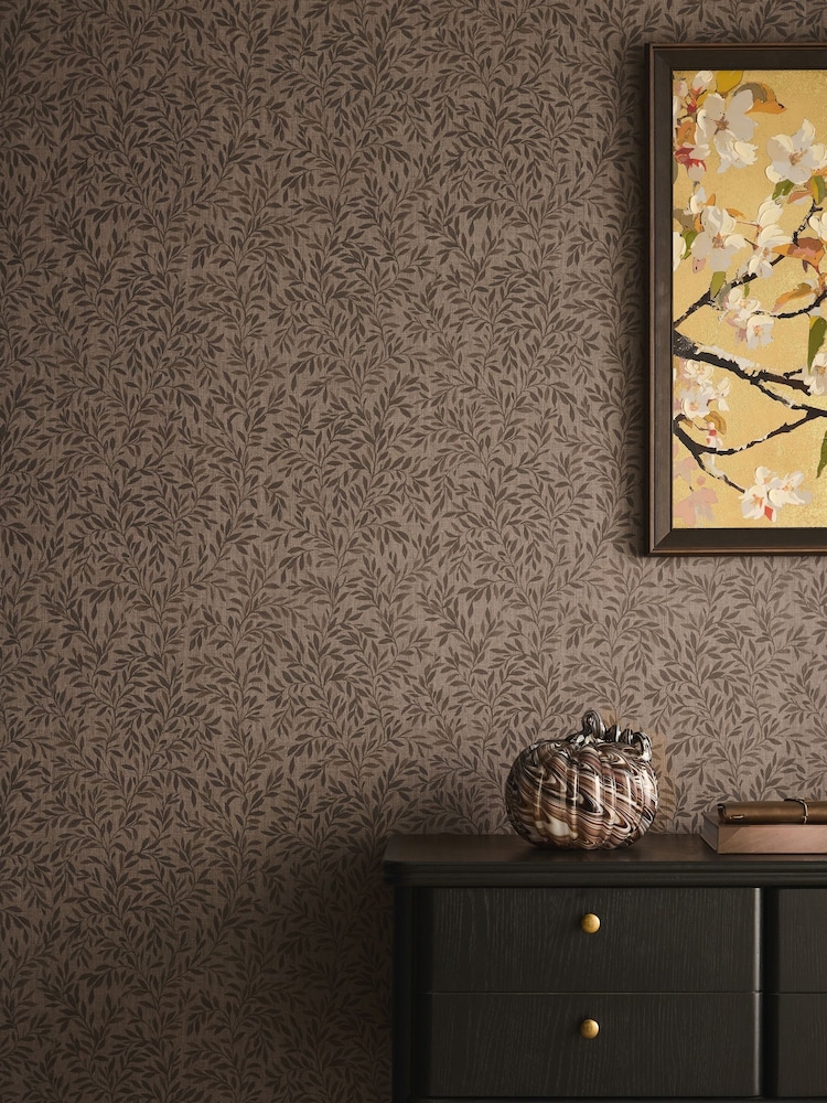 Brown Disty Ditsy Leaf 10M Wallpaper - Image 2 of 5