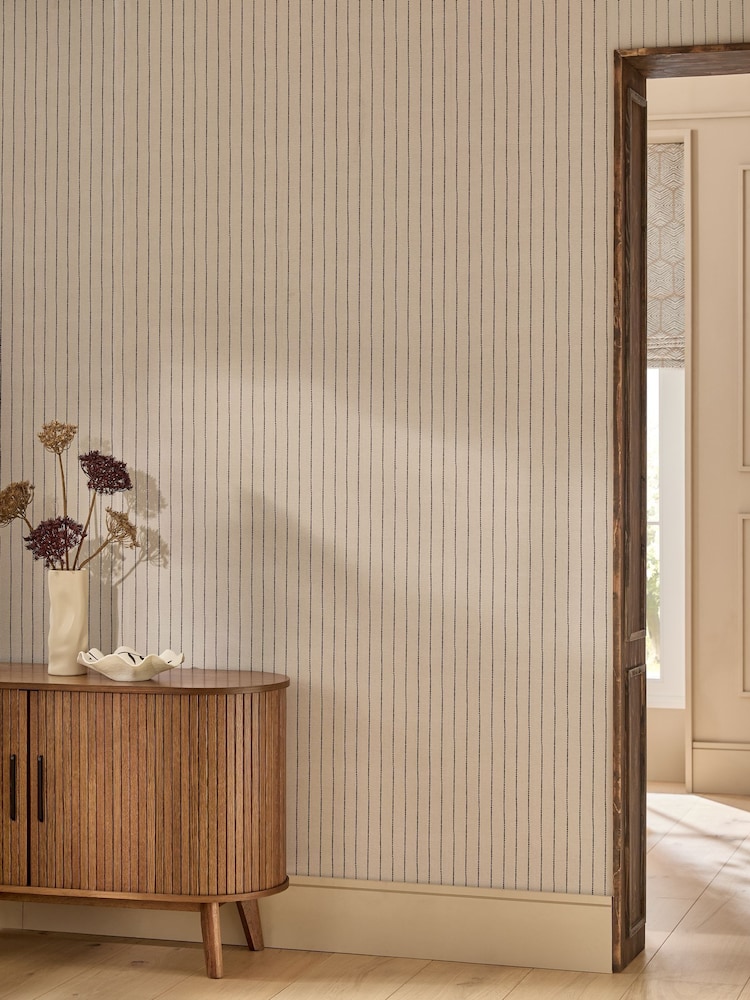 Natural Assembled Pin Stripe 10M Wallpaper - Image 1 of 5 Natural Assembled Pin Stripe 10M Wallpaper - Image 1 of 5