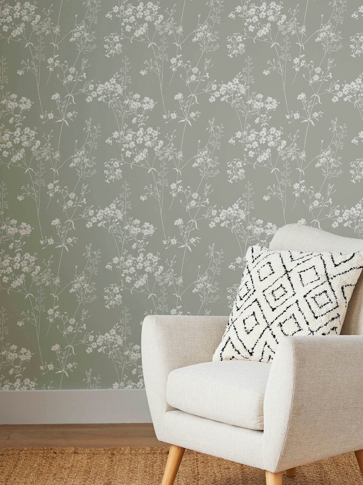 Sage Green Sage Leaf 10M Wallpaper - Image 1 of 6