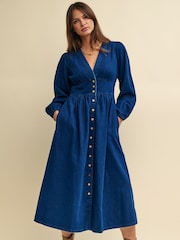 Nobody's Child Blue Starlight Denim Plain Midi Dress - Image 2 of 4