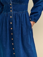 Nobody's Child Blue Starlight Denim Plain Midi Dress - Image 4 of 4