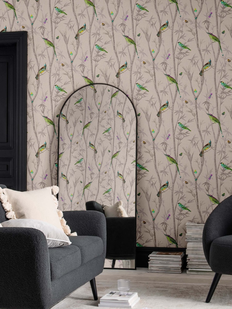 Papel pintado de 10 m con diseño de pájaros tipo jarrón chino - Imagen 1 de 4