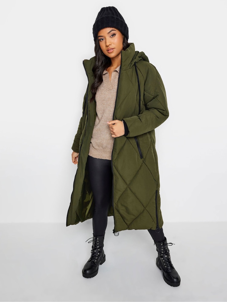 PixieGirl Petite Green Diamond Puffer Coat - Image 1 of 4