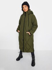 PixieGirl Petite Green Diamond Puffer Coat - Image 3 of 4