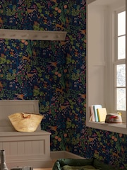 Joules Blue Enchanted Woodland Wallpaper - Image 1 of 4