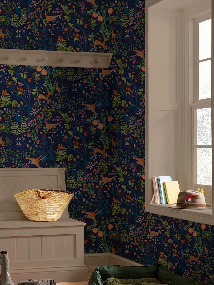 Joules Blue Enchanted Woodland Wallpaper - Image 1 of 4