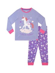 Harry Bear Pink Believe In Yourself Unicorn Slogan Pyjamas - Image 1 of 5
