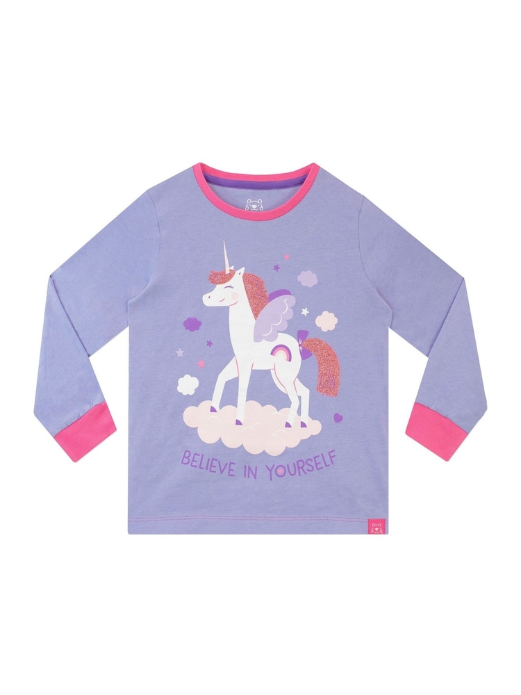 Harry Bear Pink Believe In Yourself Unicorn Slogan Pyjamas - Image 2 of 5